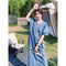 Denim Button Long Maxi Dress With Mini Phone Bags